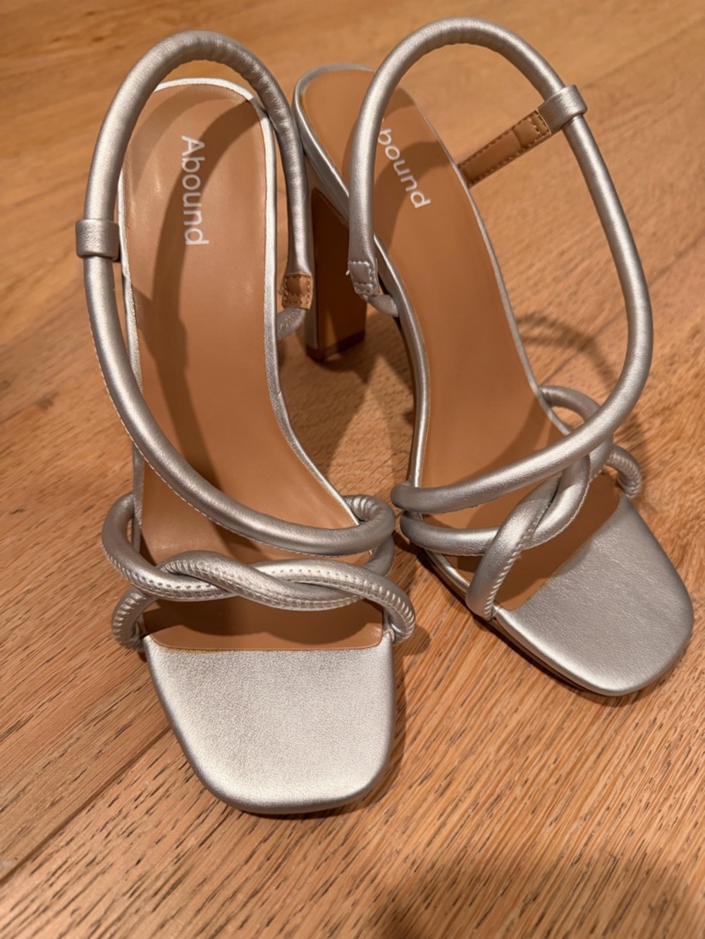 Abound Metallic Silver Strappy Block Heels
